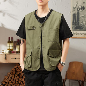 
2026 New Vest Men's Summer Thin Pure Cotton Outdoor Sleeveless Vest Vest Trendy Brand Sunscreen Vest Jacket