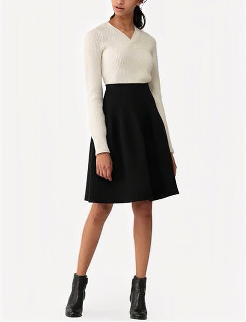 Minimalist aesthetic kick H women's Cheshire wool natural waist pleated midskirt knitted trumpet skirt