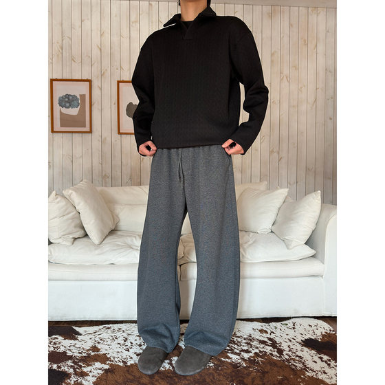 
WESSK three-color scimitar wide-leg sweatpants cleanfit autumn and winter loose sports versatile couple casual trousers