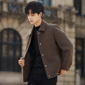 
Double-sided fleece jacket men's wool woolen coat short lapel jacket winter thickened down liner business trend