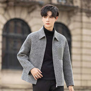 
High-end woolen woolen jacket men's double-sided velvet jacket 25 new coat short winter thickened lapel top