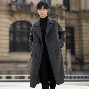 
Australian pure wool woolen coat men's double-sided velvet coat mid-length knee-length autumn and winter thickened Nizi windbreaker