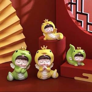 
Cartoon cute zodiac snake baby boy girl national trend snake year treasure gift birthday cake home resin ornament