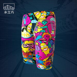 Water Cube [Professional Training Fund] Youth Swimsuit Men's Swimming Fashion Speed Dry Five -point Children's Swimming trunks