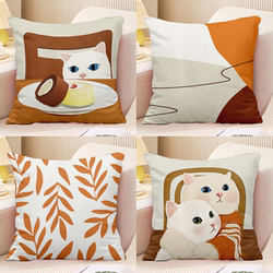 Scandinavian Orange Simple ins Abstract Geometric Pillowcase Living Room Sofa Cat Pillow Bedroom Cushion Bedside Pillow