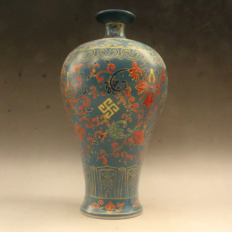 清乾隆珐琅彩花卉纹梅瓶古玩瓷器古董摆件收藏仿古瓷器-Taobao