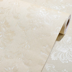 Pvc Self-Adhesive Wallpaper Waterproof and Moisture-Proof Thickened Solid Color Wallpaper Bedroom Background Wall Decoration Wall Stickers Beige European Style Flower
