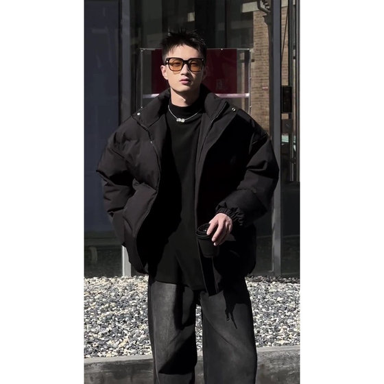 
Zhejiang Jiaxing Pinghu light down jacket men's winter ootd wear stand-up collar cotton jacket American Jiujiang bread jacket