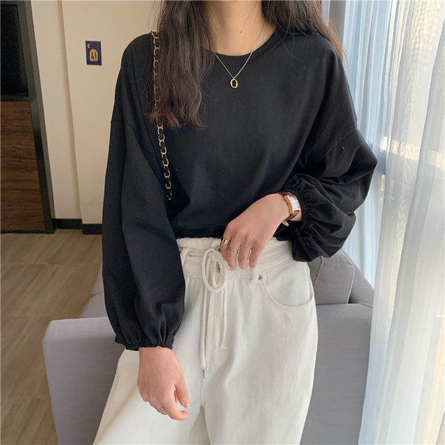 2024 spring, autumn and winter new women's white long-sleeved T-shirt ...