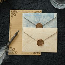 White Love Letter Handwritten Air Envelope for Boyfriend/Girlfriend, High-End Gold Embossed Texture Envelope and Letter Paper Set, Multiple Options Available, Thickened, Simple, Handwritten Love Letter with Durable Wax Seal