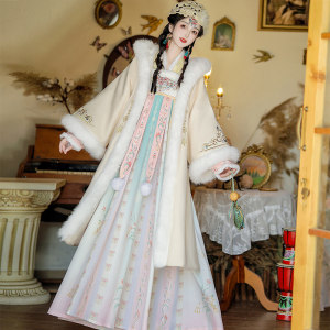 
Falling snow, chest-high Hanfu women's 2025 new autumn and winter thickened velvet cloak, Tang-made skirt, daily ancient costume