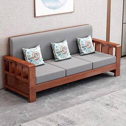 New Chinese-Style Solid Wood Sofa Furniture Set for Rural Living Rooms, Suitable for All Sizes of Apartments, All Solid Wood, Modern and Simple, Dual-Use for Winter and Summer