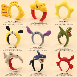Cute Cartoon Headband, Funny Carp and Dinosaur Headgear, Super Cute Shark Hairpin for Washing Face and Taking Photos, Suitable for Adults and Children for Performances