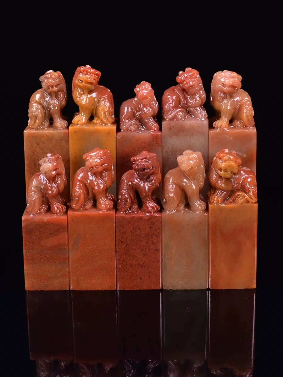 寿山田黄石精品印章批发章料石章乌鸦皮田黄薄意章金石篆刻送锦盒