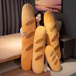 Cute and Quirky Baguette-Shaped Long Pillow Plush Toy Dormitory Bedside Cushion Bed Leg Pillow for Sleeping
