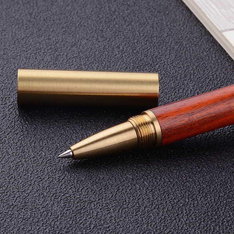 로즈우드 나무 서명 펜 단단한 나무 황동 금속 서명 펜 비즈니스 선물 사무실 젤 펜 로고 사용자 정의-