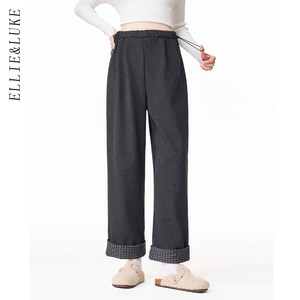 
ellieluke maternity casual pants autumn and winter outer wear plus velvet thickened glutinous rice pants without support belly trousers winter wear