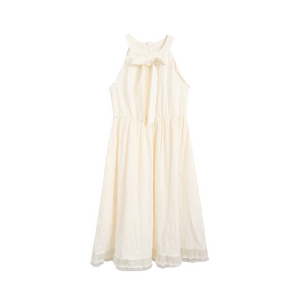 Zihan white sleeveless neck dress for women in summer new style, loose high waist A-line midi skirt
