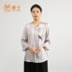 Deer King 25 spring and summer new women's round neck 100 mulberry silk top lace and quarter sleeve printed cardigan XS3068
