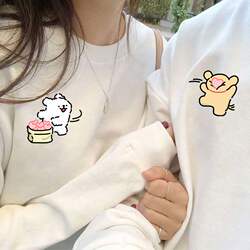 Cartoon Line Art Puppy Heart Crewneck Sweatshirt for Men and Women, Spring and Autumn Thin Style, Niche Design, Couple Outfit, Trendy Jacket