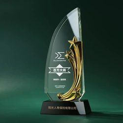 High-End New Metal Trophy Five-Pointed Star Crystal Medal Creative Bank Insurance Company Employee Annual Meeting Award
