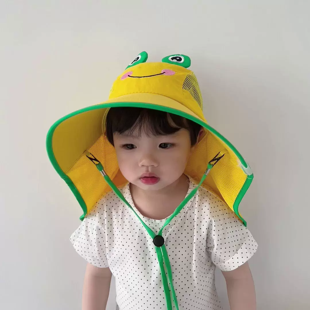 儿童沙滩帽女童透气网眼夏男女童大檐海边防晒遮阳渔夫帽宝宝