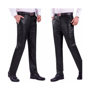 Summer thin leather pants men's loose straight pU leather pants single -layer motorcycle pants men's waterproof waterproof and old age
