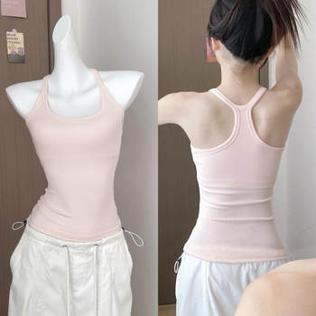 
Wear out a comic waist! American cool and spicy women's versatile sports slim vest with breast pads and suspenders for a beautiful back