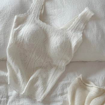 Autumn and winter bi-preparation ~ French lace square collar hairy suspender beautiful back women's base shirt vest underwear with chest pad