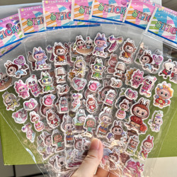 Stickers Labubu Adhesive Cute Stickers Dress-Up Stickers Labubu Reward Small Toys 3D Stereo Laser Paper