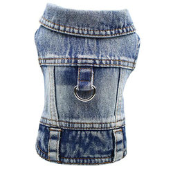 Small and Medium-Sized Pet Denim Vest with Leash Attachment, Dual-Use Harness, New Spring/Summer/Autumn/Winter Teddy Two-Leg Clothing