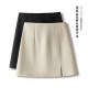 Irregular slit skirt for women Spring and Autumn 2024 new high-waisted slim apricot color a-line skirt large-size hip-pack short skirt
