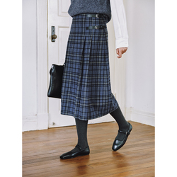 Guoe "gothenburg" French Retro Plaid Skirt Wool Temperament Small Fragrance Mid-length Skirt For Women 33172