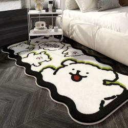 Line Drawing Puppy Bedroom Bedside Rug Sofa Coffee Table Carpet Comfortable Soft Foot Mat Plush Stain-Resistant Cartoon Floor Mat