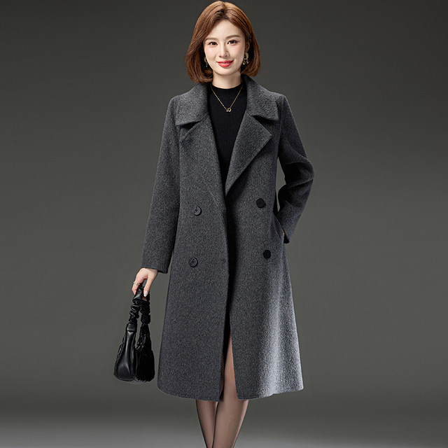 Wool coat double -sided velvet girl long thickened and increased size high -end autumn and winter new brand middle -aged mother Mao woolen jacket
