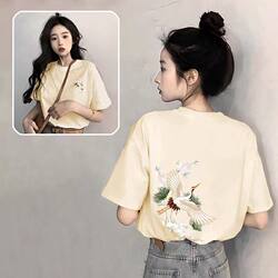 Chinese Style Women's Black Short-Sleeve T-Shirt 2025 New Popular Summer Loose Korean Version Unique Beautiful Top T-Shirt Trendy