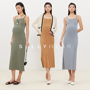 
SELLYNEAR maternity wear suspender skirt spring and summer new fashion elegant intellectual simple knitted slim dress