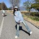 3MER Oh, three girls, wearing plaid stand-up collar jacket on both sides, spring and autumn loose design, men and women's retro jacket
