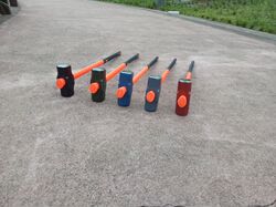 Octagonal Hammer with Handle, Fiber Reinforced Octagonal Hammer, Fitness Large Iron Hammer, Shockproof Fire-Fighting Forged Hammer Head