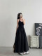 sun grapefruit white knitted suspender dress for women spring and summer high-end temperament long skirt waist sleeveless vest skirt