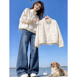 Japanese Minimalist Style Thin Breathable Sun Protection Jacket for Women 2026 Summer New Loose Drawstring Short Sun Protection Clothing