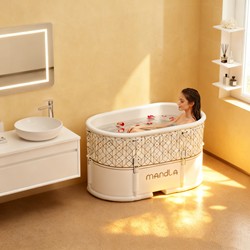 Folding Bathtub for Adults, Home Use, Large Soaking Tub, Full Body Bath for Adults and Children, No Installation Required