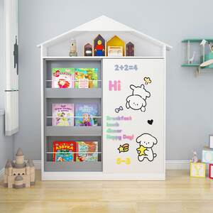 
Solid wood children's bookshelf picture book shelf storage rack push and pull bookcase floor-standing storage rack for baby toy storage cabinet