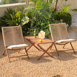 Balcony Leisure Chair, Small Apartment Folding Recliner, New Chinese Style Home Rattan Chair, Tea Table, Courtyard Garden Outdoor Table and Chairs