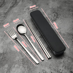 Chopsticks Box Spoon Set 304 Stainless Steel Tableware Three-Piece Set Fork Korean Style Student Portable Spoon Chopsticks Set