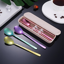Pure Titanium Portable Cutlery Set, Colorful Stainless Steel Spoons and Chopsticks, Storage Box, Stylish and High-End, Food Grade