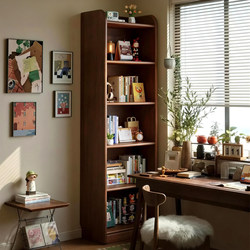 Solid Wood Bookshelf Storage Rack, Floor-Standing Corner Storage Cabinet, Narrow Children's Space-Saving Corner Small Bookcase, Integrated Against the Wall