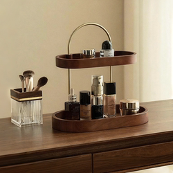 Solid Wood Cosmetics Storage Rack Lipstick Desktop Storage Box High-End Skin Care Products Entryway Perfume Dressing Table Storage Rack