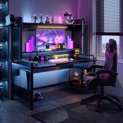 Computer Desk for Desktop Computers, Suitable for Placing the Main Unit in the Bedroom, Small Home Computer Desk with Integrated Bookshelf, Gaming Desk and Chair Set