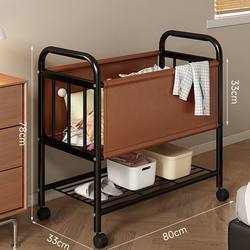 Vintage-Style Dirty Laundry Basket, Trendy Dirty Clothes Hamper, Household Laundry Basket, Movable Storage Trolley, Large Capacity Dirty Laundry Basket